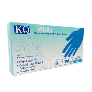 KQ KQ - Vitrile 一次性乙烯基和丁腈混合手套 - 藍色（XL） (KQ - Vitrile Disposable Vinyl & Nitrile Blend Gloves -blue (XL))