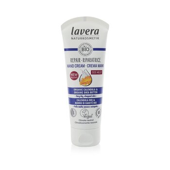 Lavera SOS 幫助修復含有有機金盞花和有機乳木果油的護手霜 - 適用於非常乾燥、皸裂的皮膚 (SOS Help Repar Hand Cream With Organic Celendula & Organic Shea Butter - For Very Dry, Chapped Skin)
